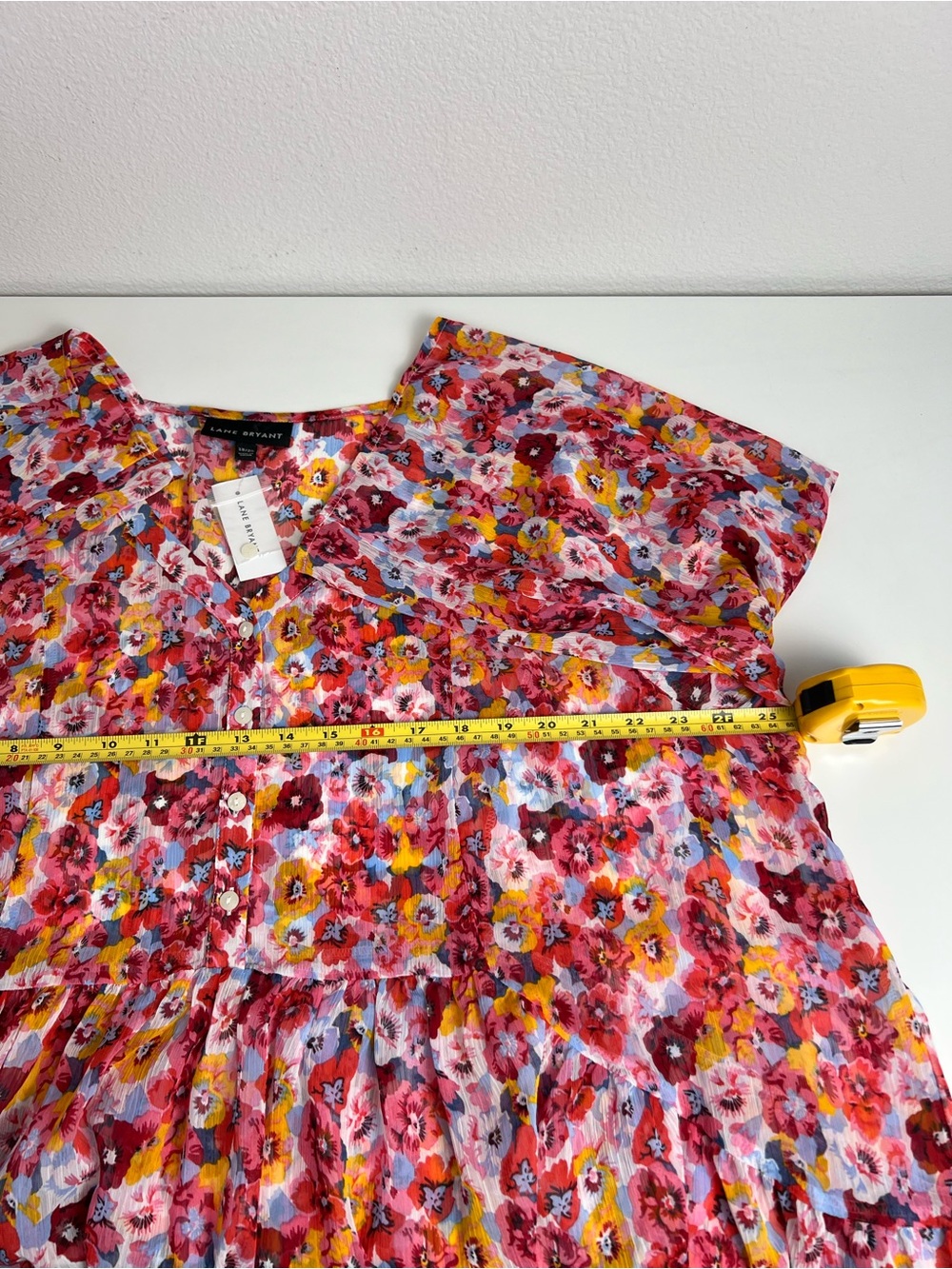 Lane Bryant Floral Babydoll Blouse Size 18/20 XXL Boho Peasant Top Tunic - Picture 4 of 6